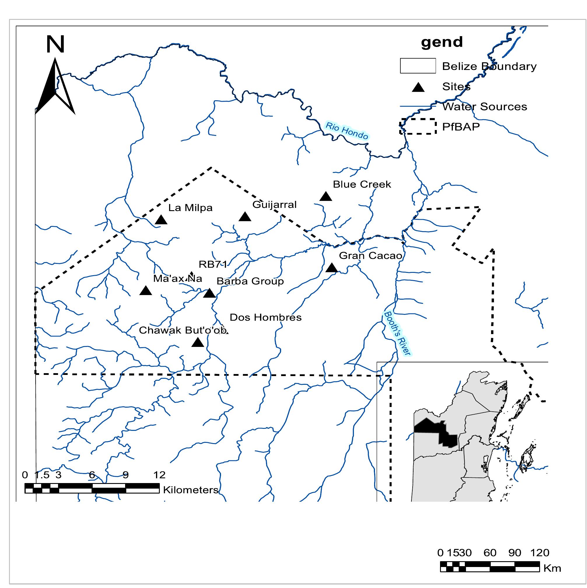 Map of northwest belize, pfbap project area.