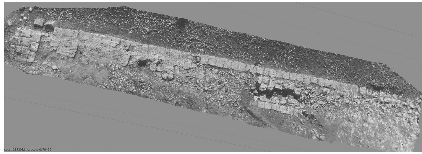 Fig. 4. Digital photogrammetric 3D restitution of the quay seen from the west (© Institute for Technologies Applied to Cultural Heritage, National Research Council, Rome). 