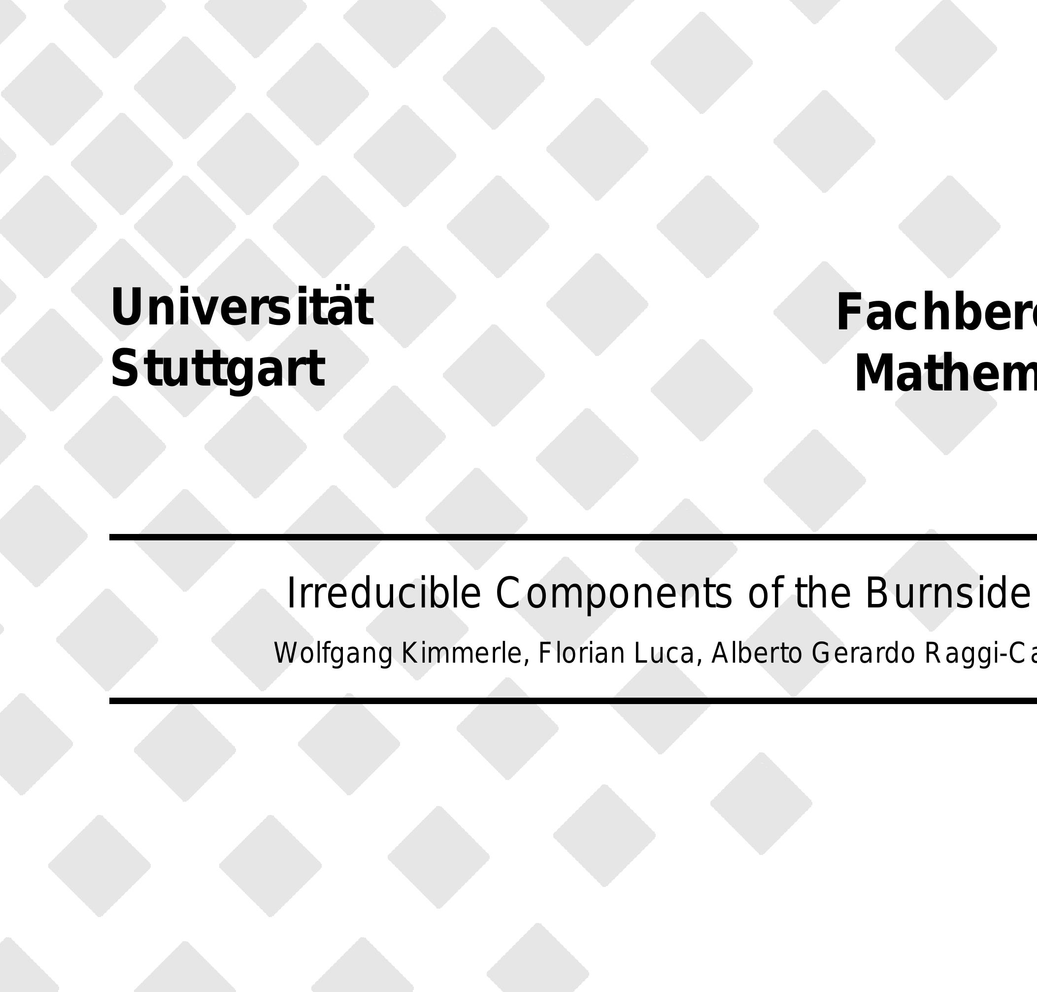 (PDF) Irreducible Components of the Burnside Ring