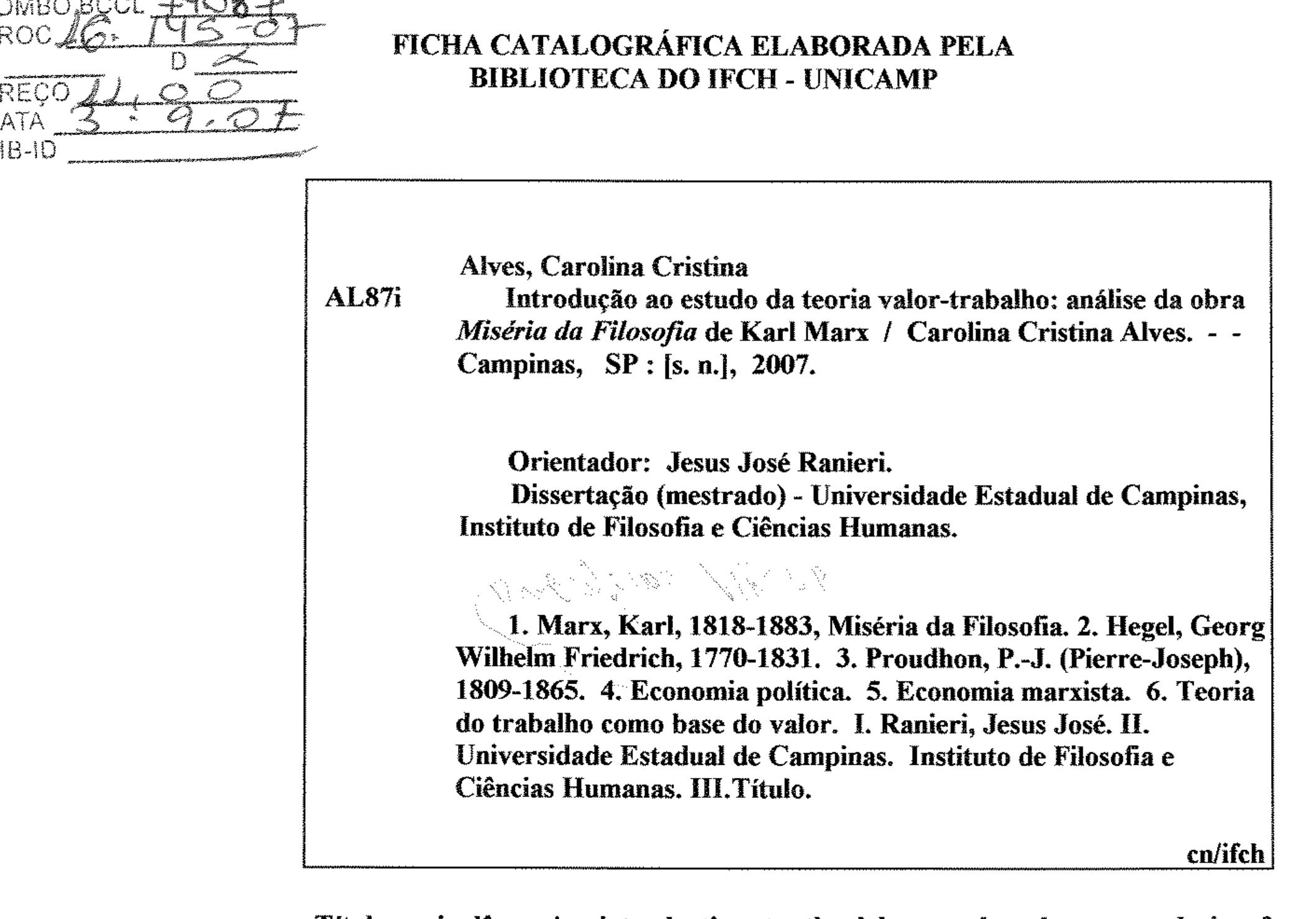 Palavras — chave em inglés (Keywords):  Area de concentracao : Sociologia. 