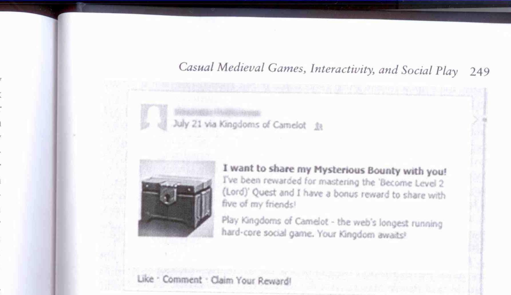 rigure 18.1 Kingdoms of Camelot, post ona personal Facebook profile 