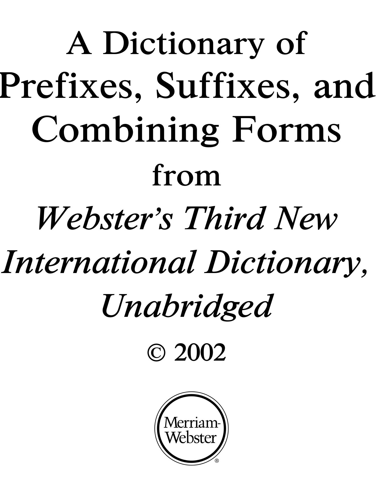 PDF) A Dictionary of Prefixes, Suffixes, and Combining Forms from