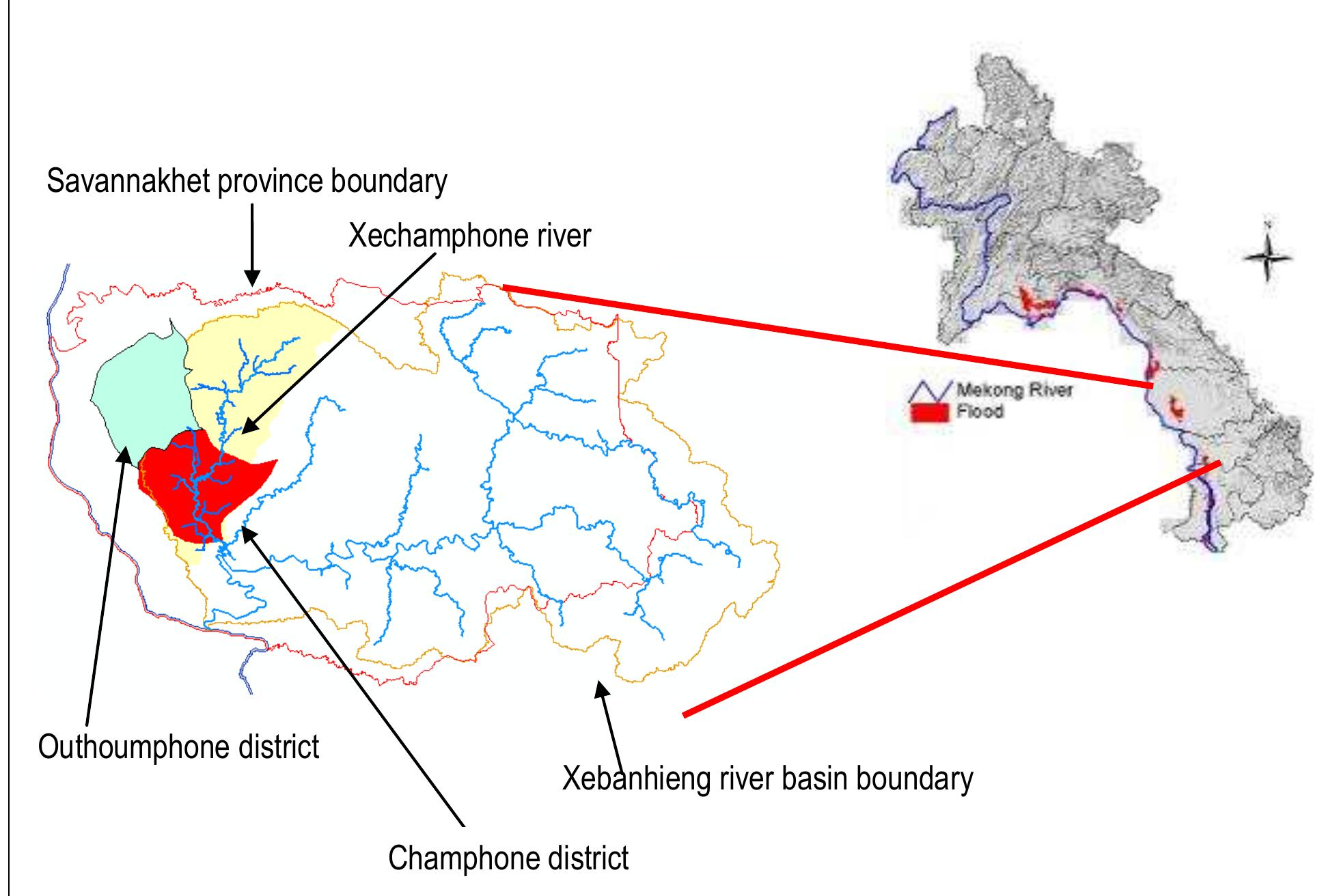 Locations of Outhoumphone and Champhone districts  Figure: 4.1Locations of Champhone and Outhoumphone districts. 