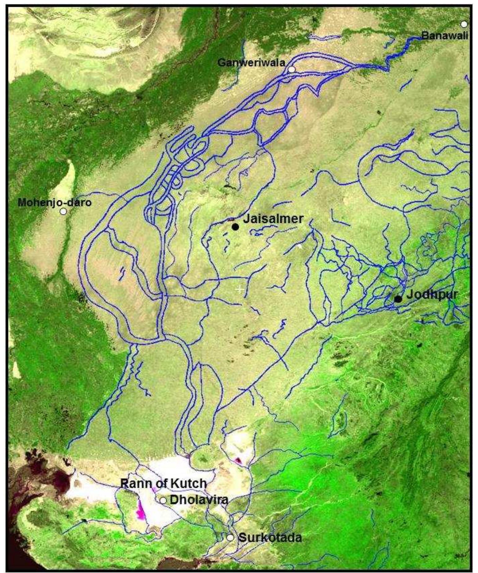 Vedic Rivers Simplified map of vedic saraswati river from mansarovar tc