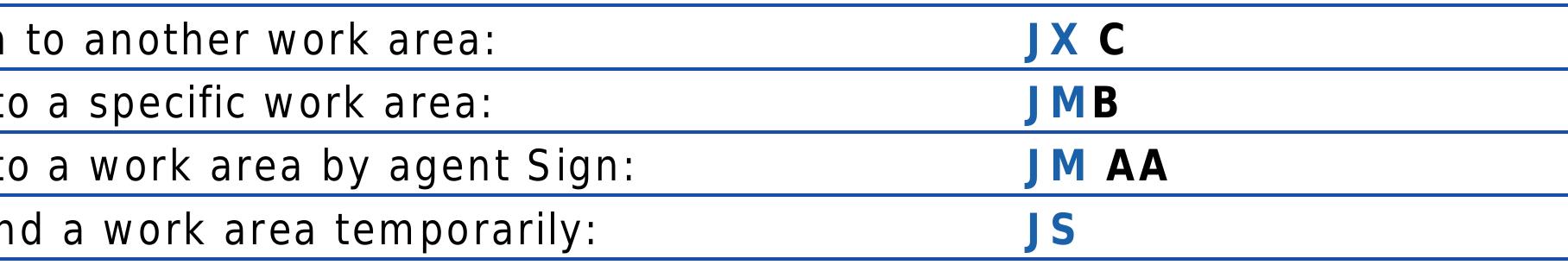 Move between Work Areas Option: 