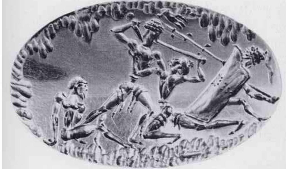 Fig. 25. Gold Ring, from Mycenae, Shaft Grave IV.  Representation 