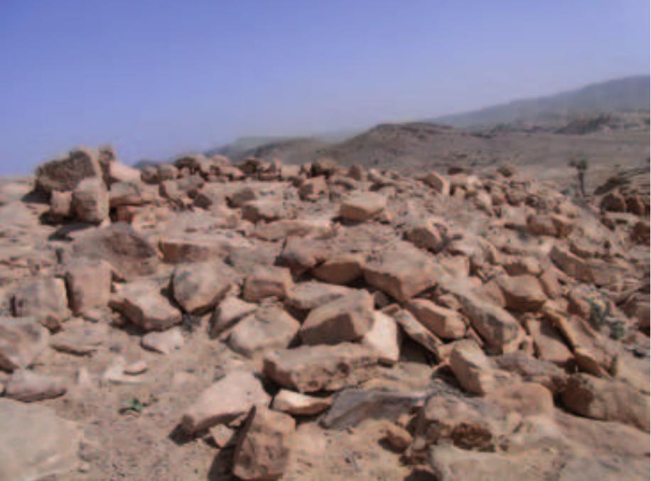 Fig.14. The remains of the tower on Jabal Qaroun looking to the north (photo W. Kennedy). 
