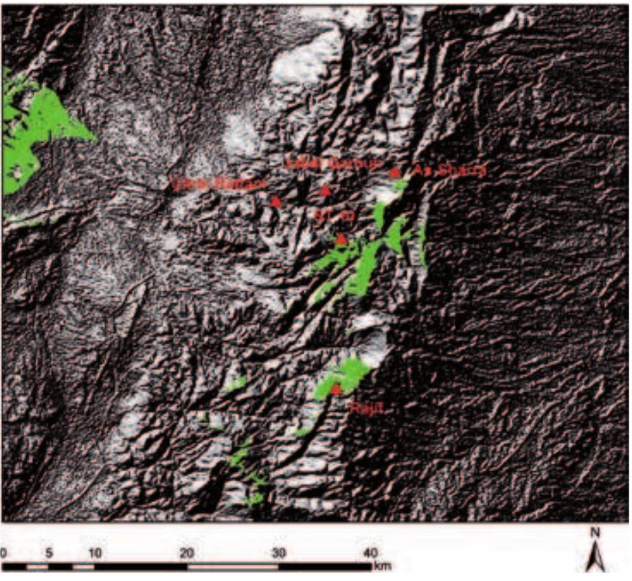 Fig.16. Visibility field from structure 10 on Umm al-Biyara with a structure height of 4 m (W. Kennedy). 