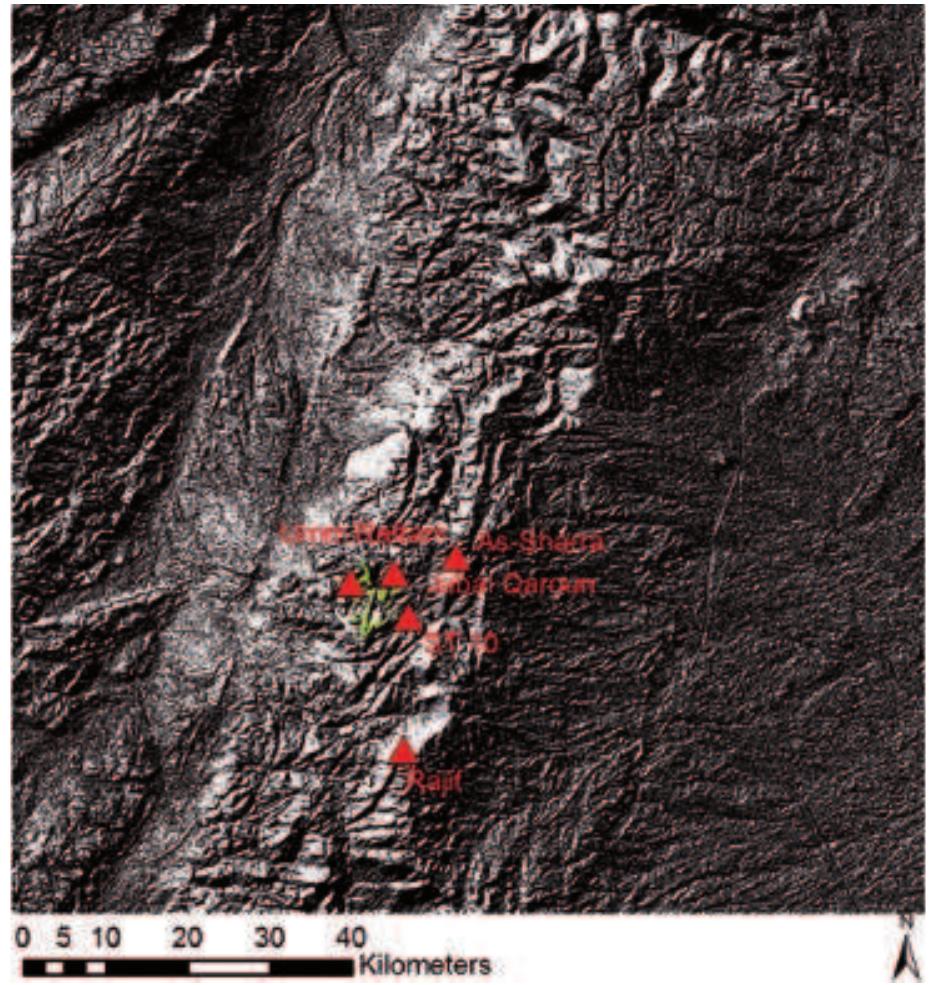Fig. 17. Visibilty field from Qasr Umm Rattam with a structure height of 4 m (W. Kennedy). 