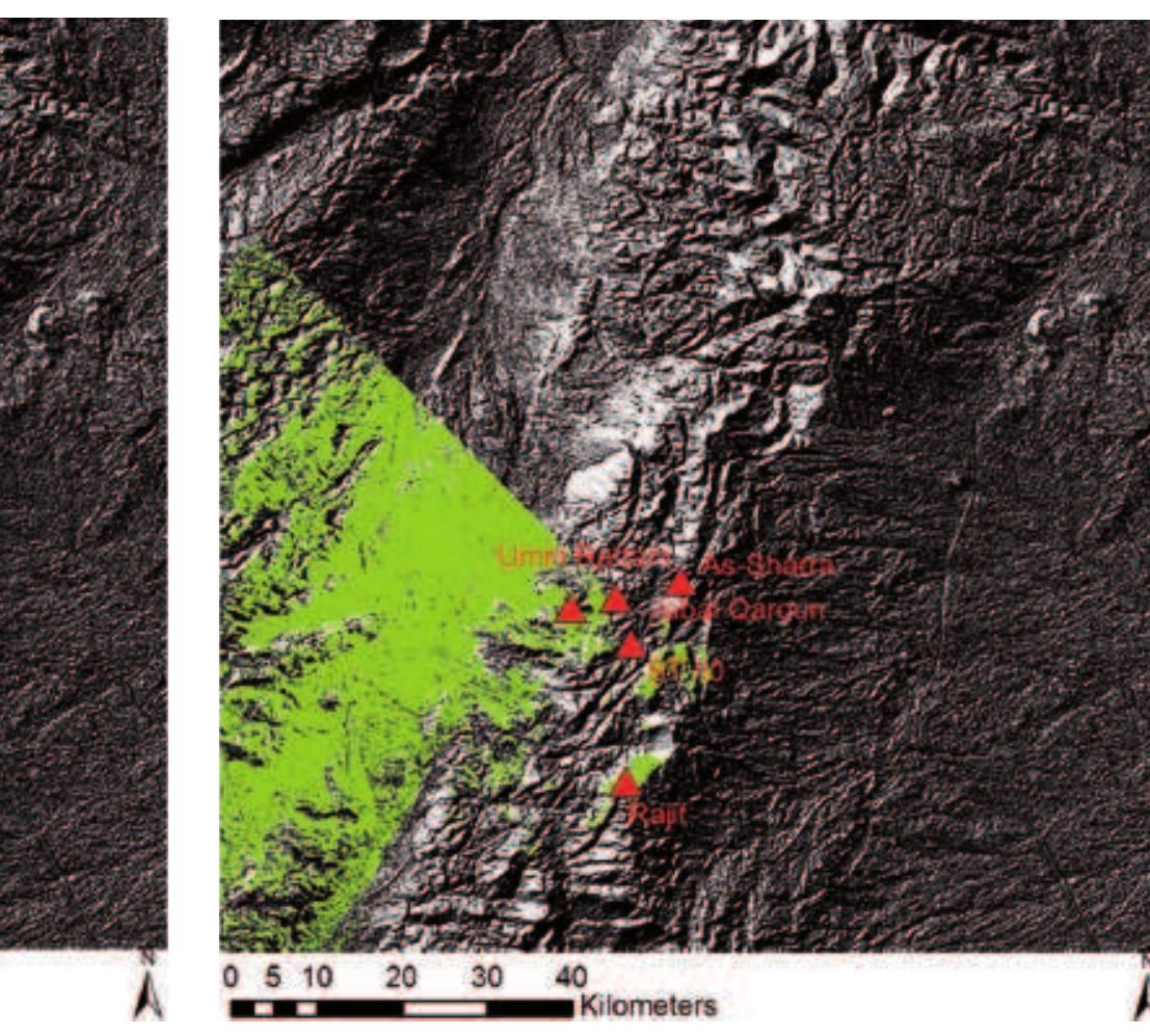 Fig. 20. Visibility field from Jabal Qaroun with a structure height of 4 m (W. Kennedy).  Fig. 18. Visibilty field from Rajif with a structure height of 4 m (W. Kennedy). 