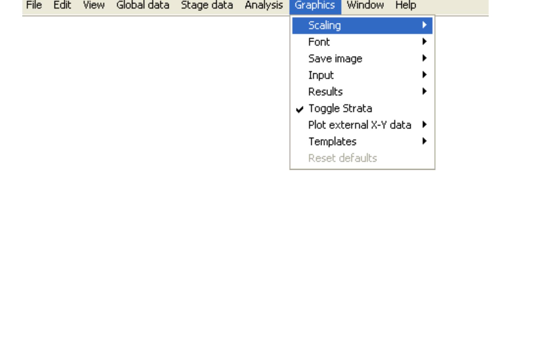 When the graphical output view is open the graphics menu