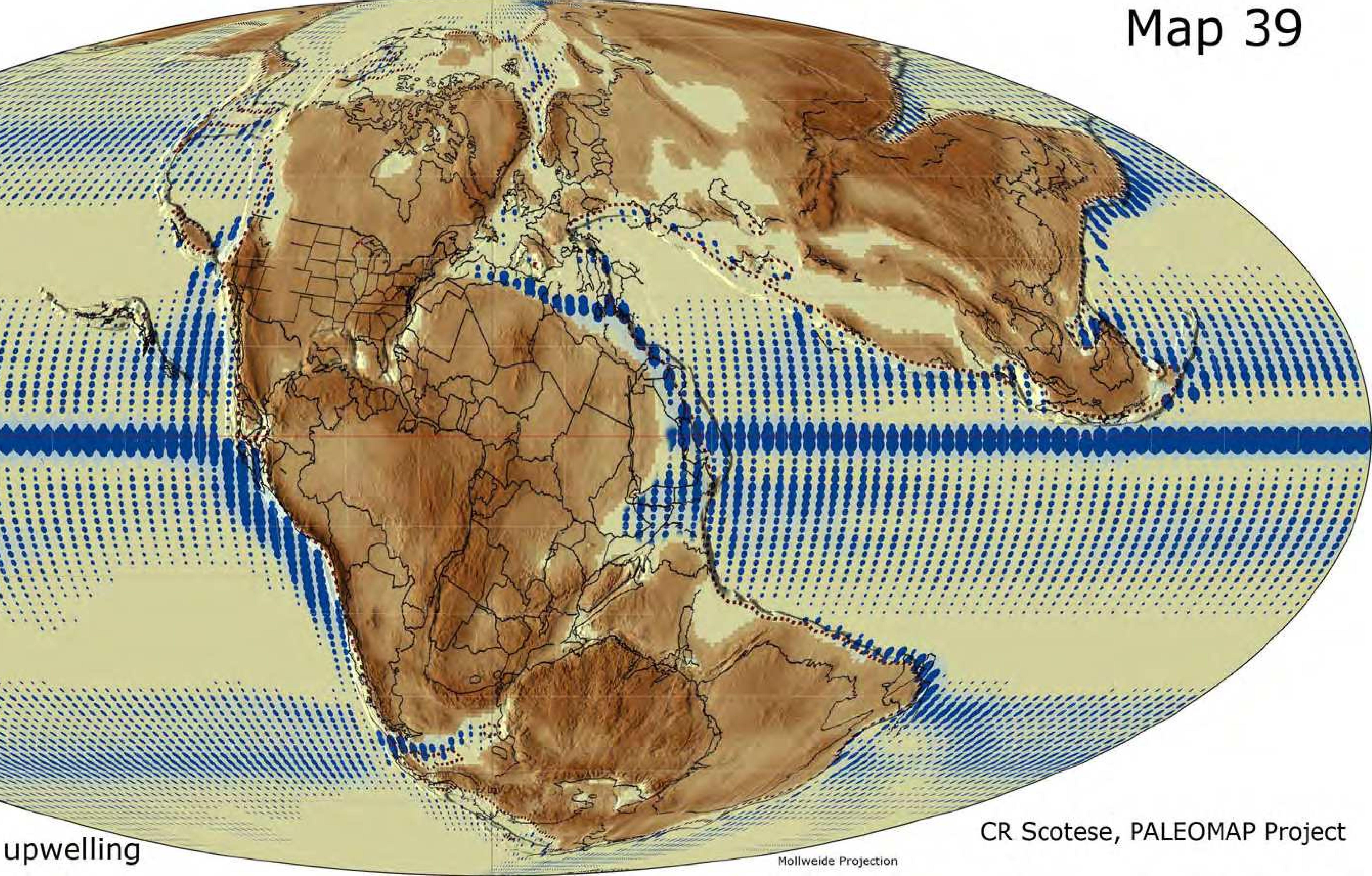 A map showing continents drifting from a supercontinent