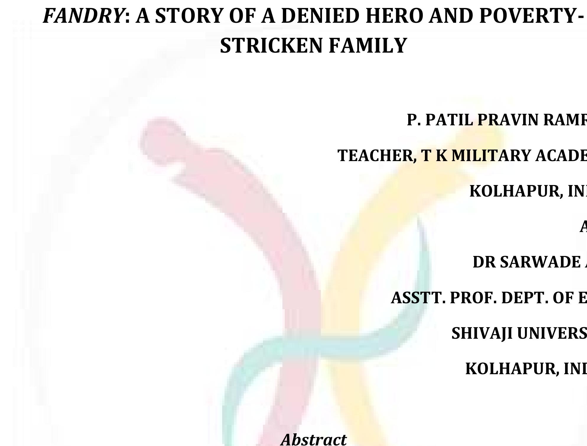 Figure 1 - from FANDRY: A STORY OF A DENIED HERO AND