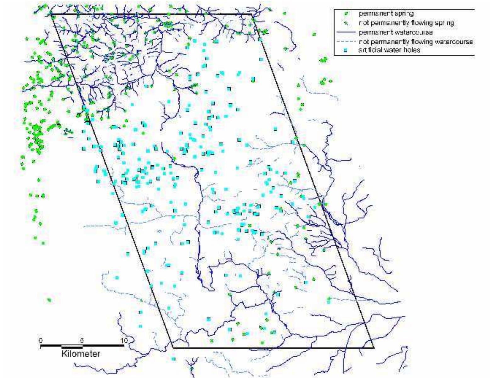 “ig. 7. map of watercourses, springs and water-holes in the