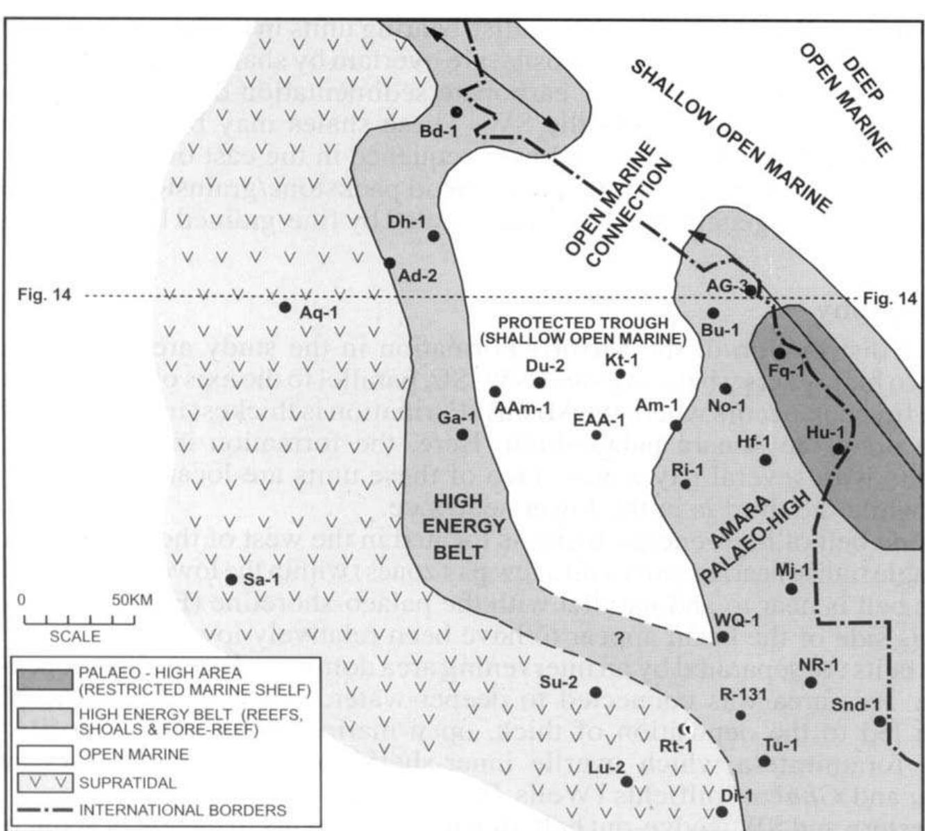 B. paleogeographic map showing the distribution of