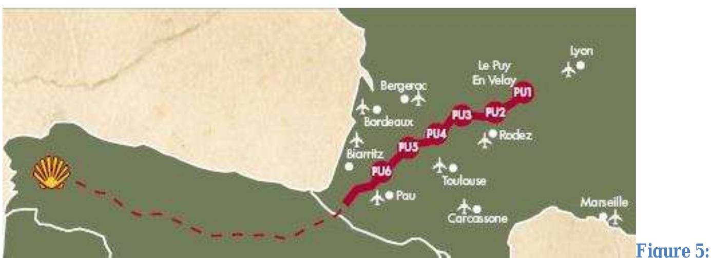 Is a map of the modem pilgrimage between le puy and
