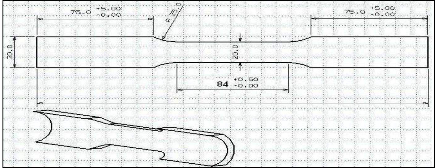 Tensile test part specs for rupd beam acc. to iso 6892/7]