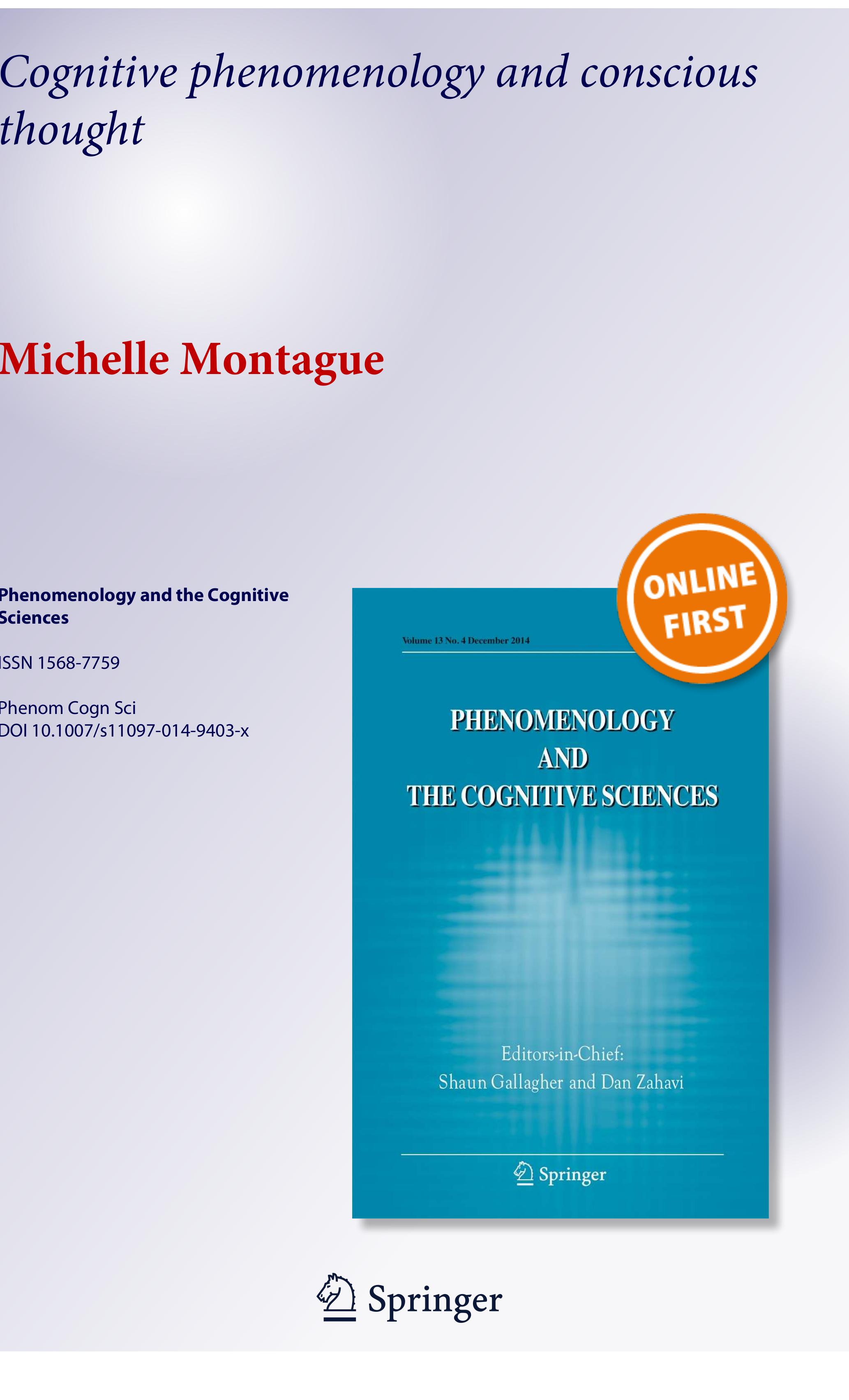 (PDF) Cognitive phenomenology and conscious thought