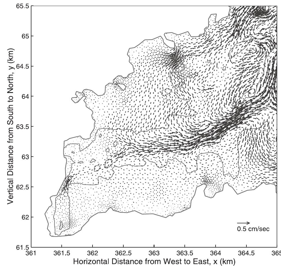 Figure 9. Residual M, velocity in southwestern Great Bay. See color version of this figure at back of this issue. 