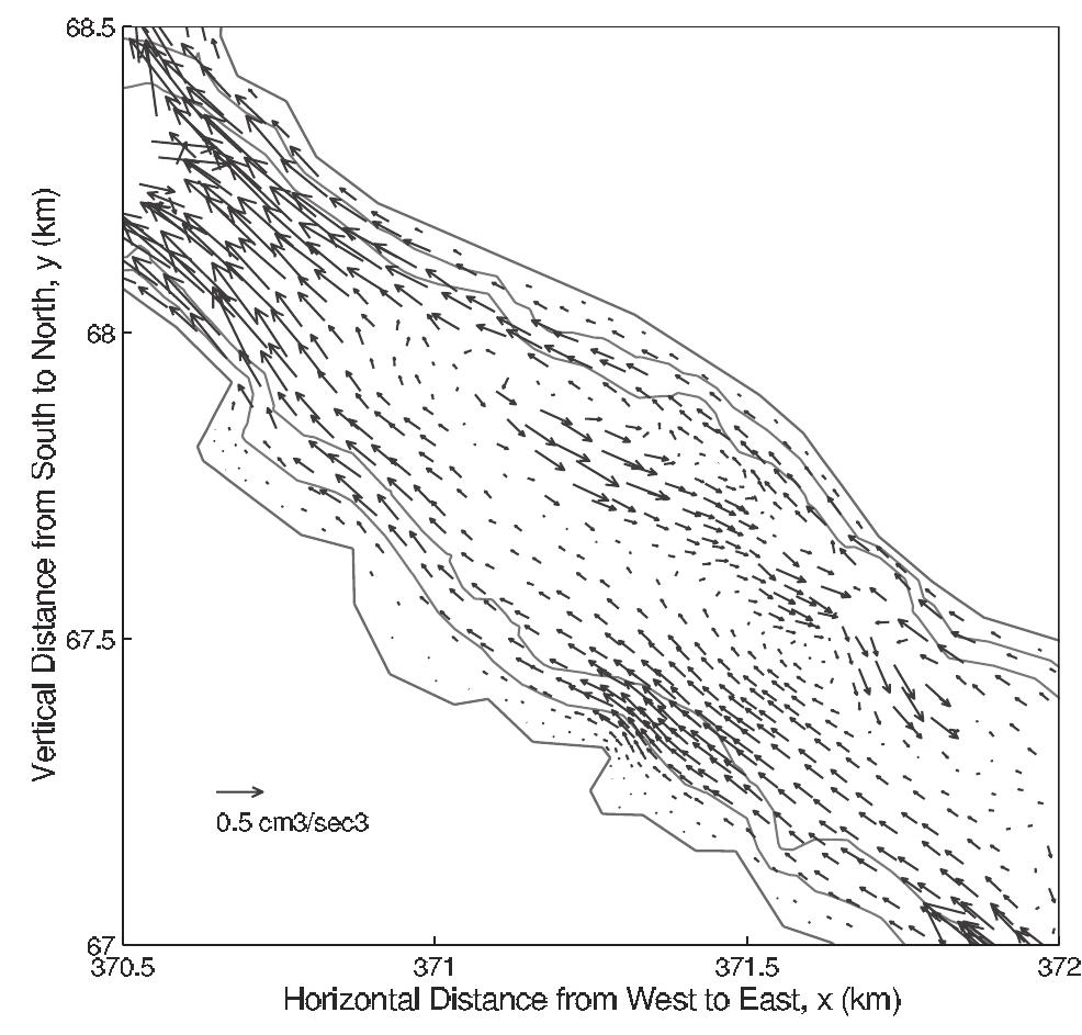 Figure 12. Model residual sediment transport in midsection of Piscataqua. See color version of this figure at back of this issue. 