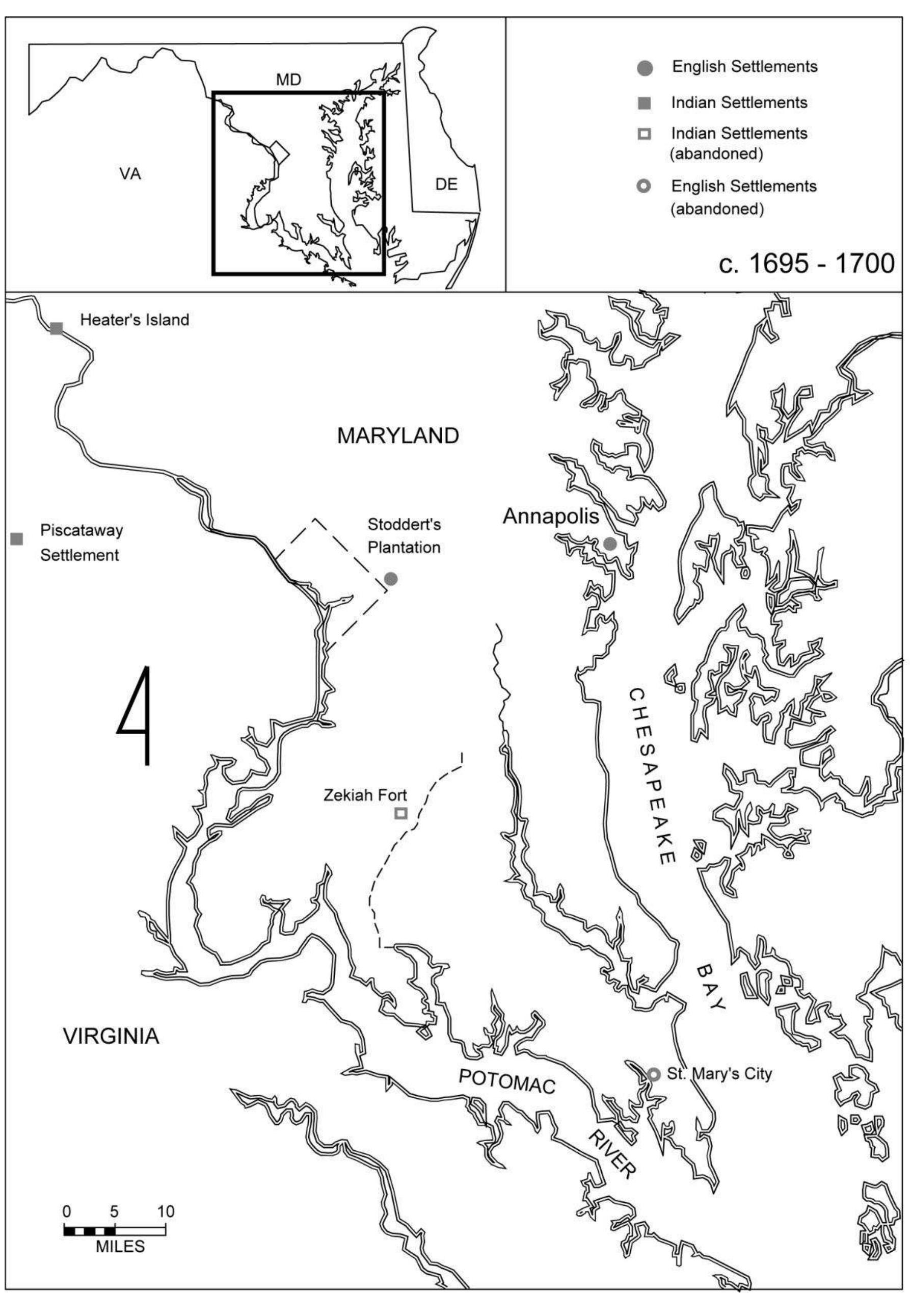 Figure 4. The political landscape of the lower Potomac River valley, c. 1695-1700. 