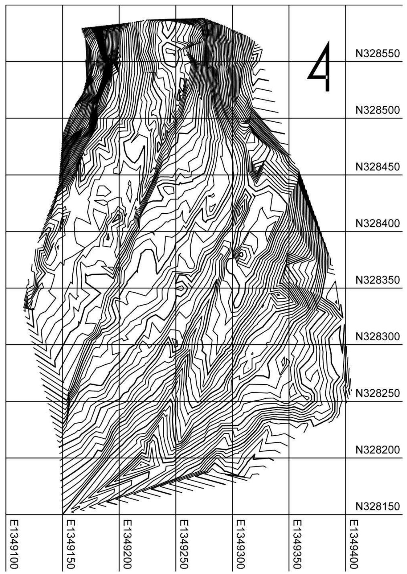 Figure 60. Contour map of the south knoll top, Windy Knolls I. 