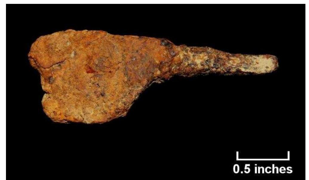 Figure 88. Iron knife fragment from test unit, Windy Knolls I (T.at 247). 