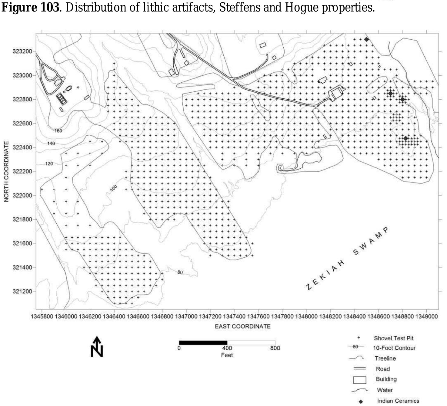 Figure 104. Distribution of Native ceramics, Steffens and Hogue properties. 