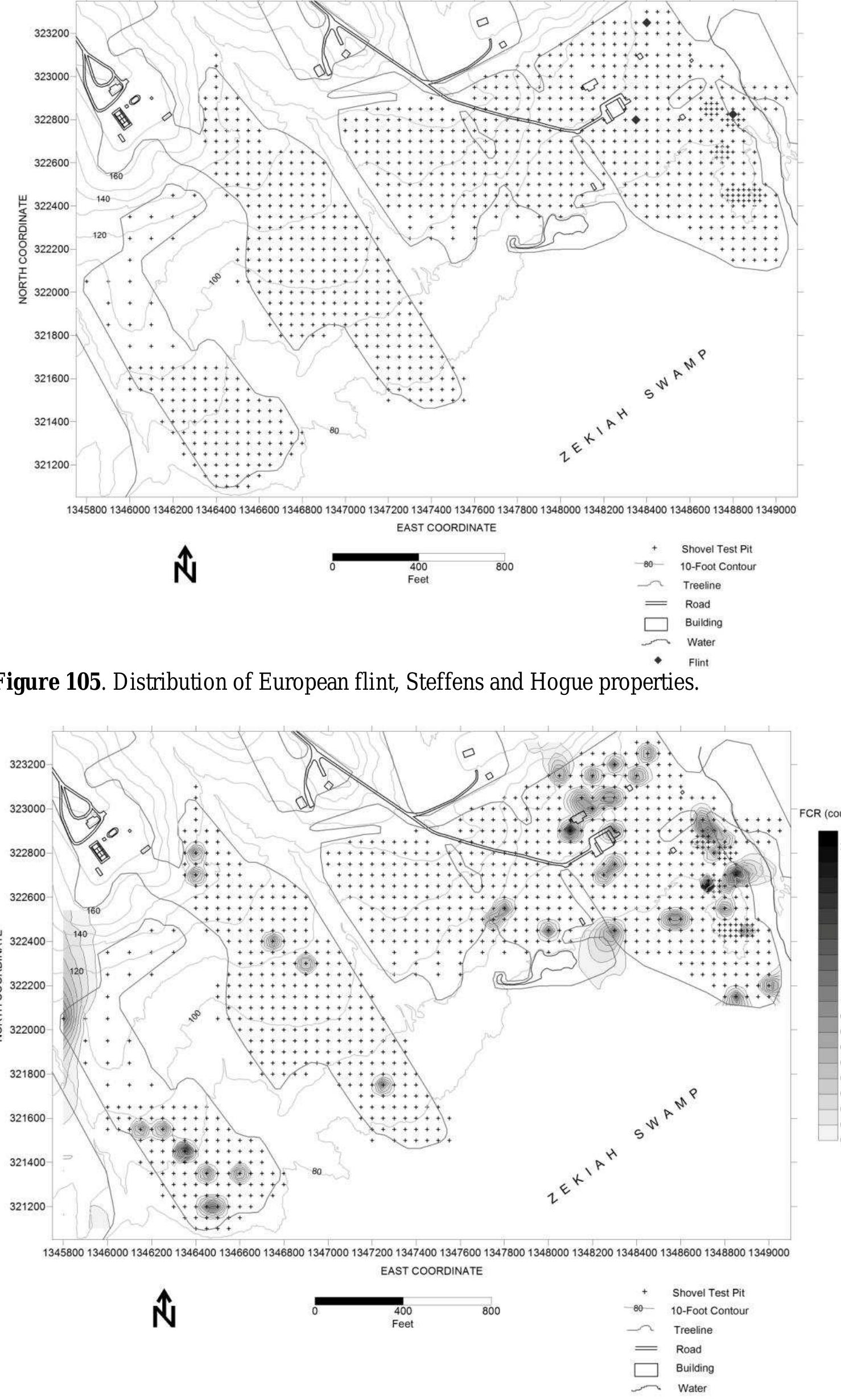 Figure 106. Distribution of fire-cracked rock, Steffens and Hogue properties. 