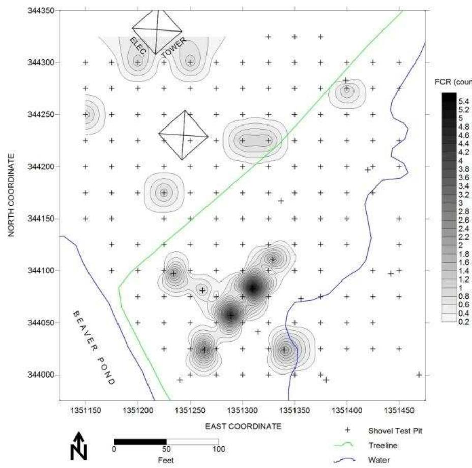 Figure 112. Distribution of fire-cracked rock, Jordan Swamp I. 