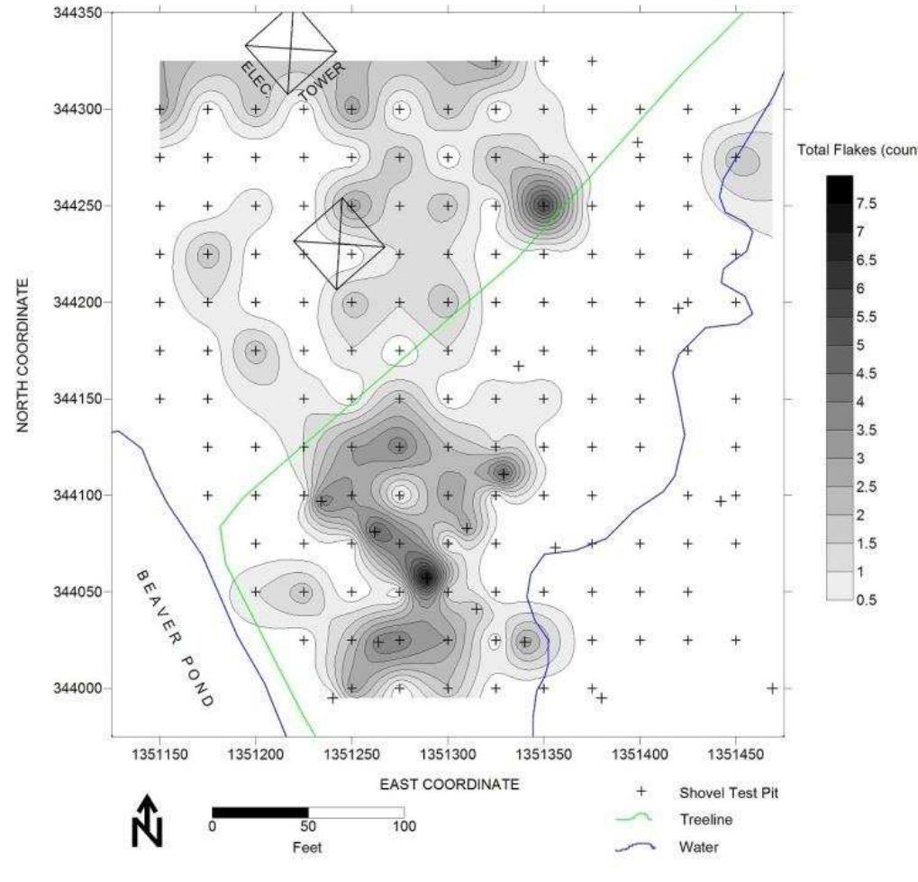 Figure 111. Distribution of Native ceramics, Jordan Swamp I. 