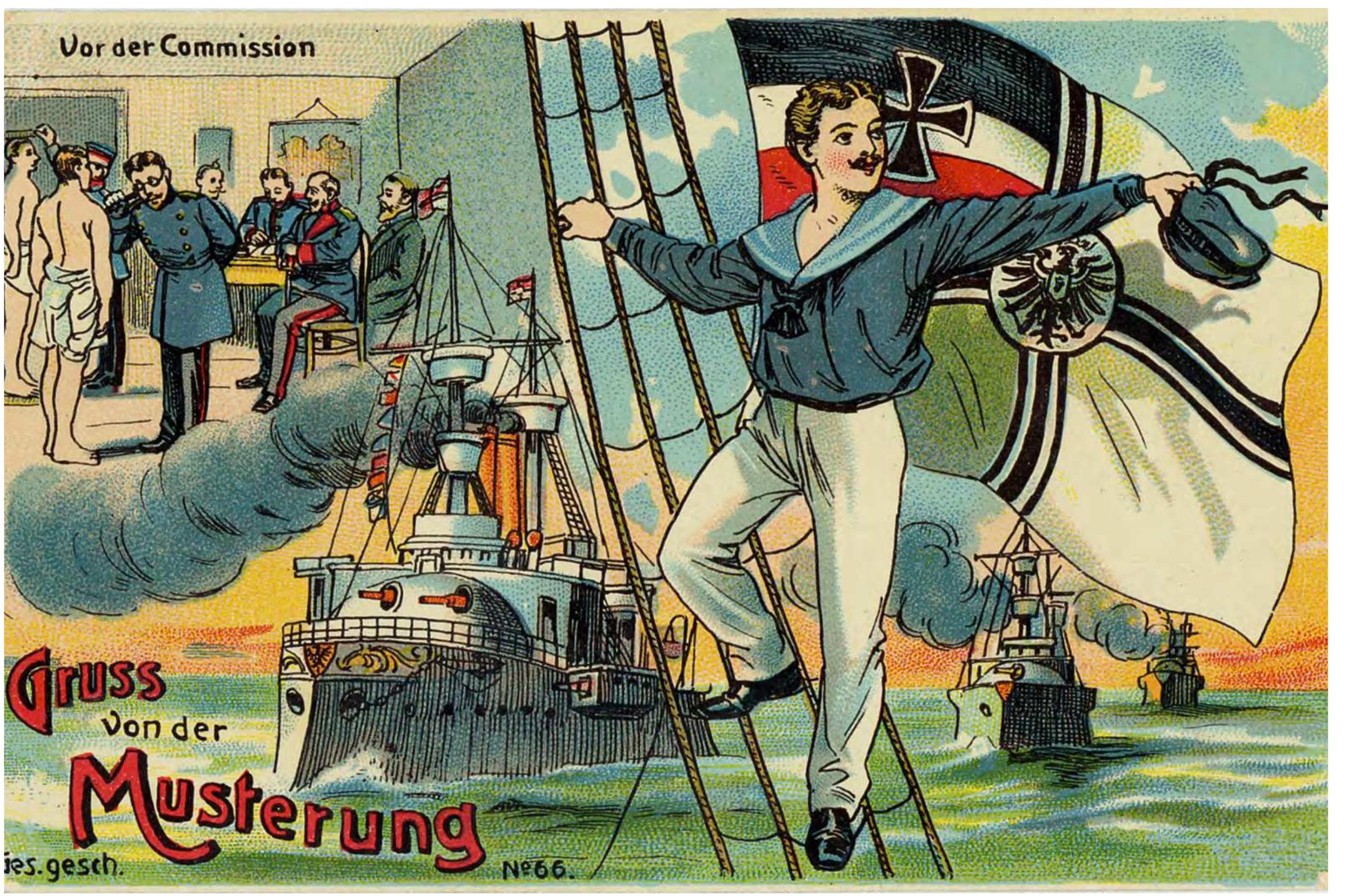 Figure 6  Artist unknown, Gruss von der Musterung (Greetings from the Muster). c. 1913. Postcard. Stiftung Historische Museen Hamburg-Altonaer Museum. 13.8 x 9 cm. 