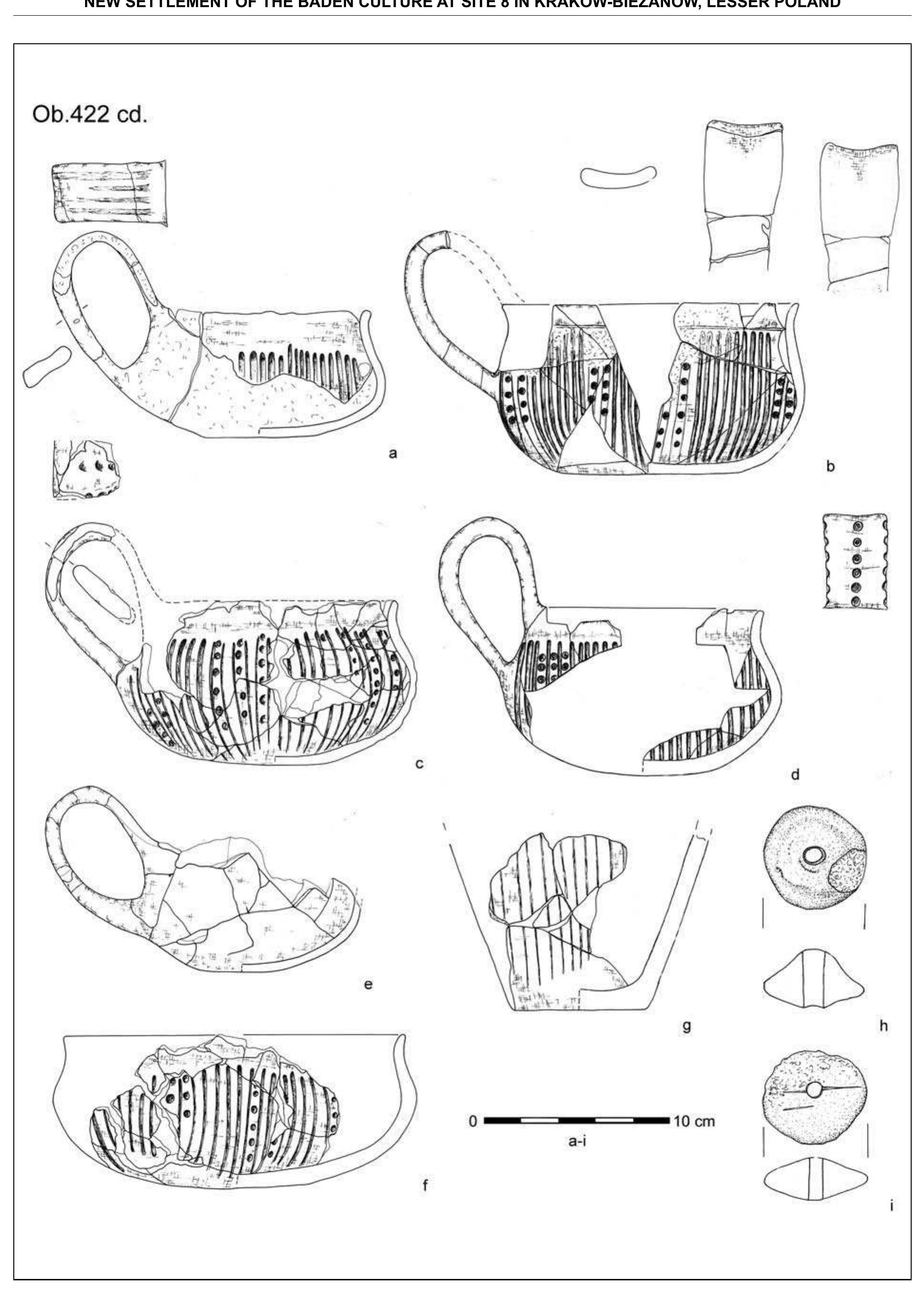 Fig. 18. Krakow-Biezanoéw, site 8. Baden culture — inventory of feature 422: a—i — earthenware