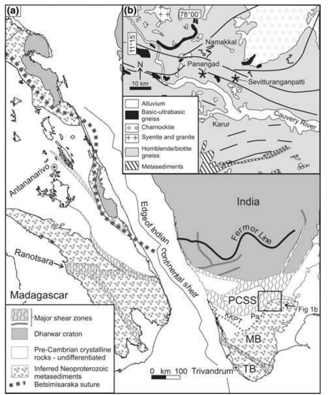 (a) southern india and madagascar in gondwana (after reeves