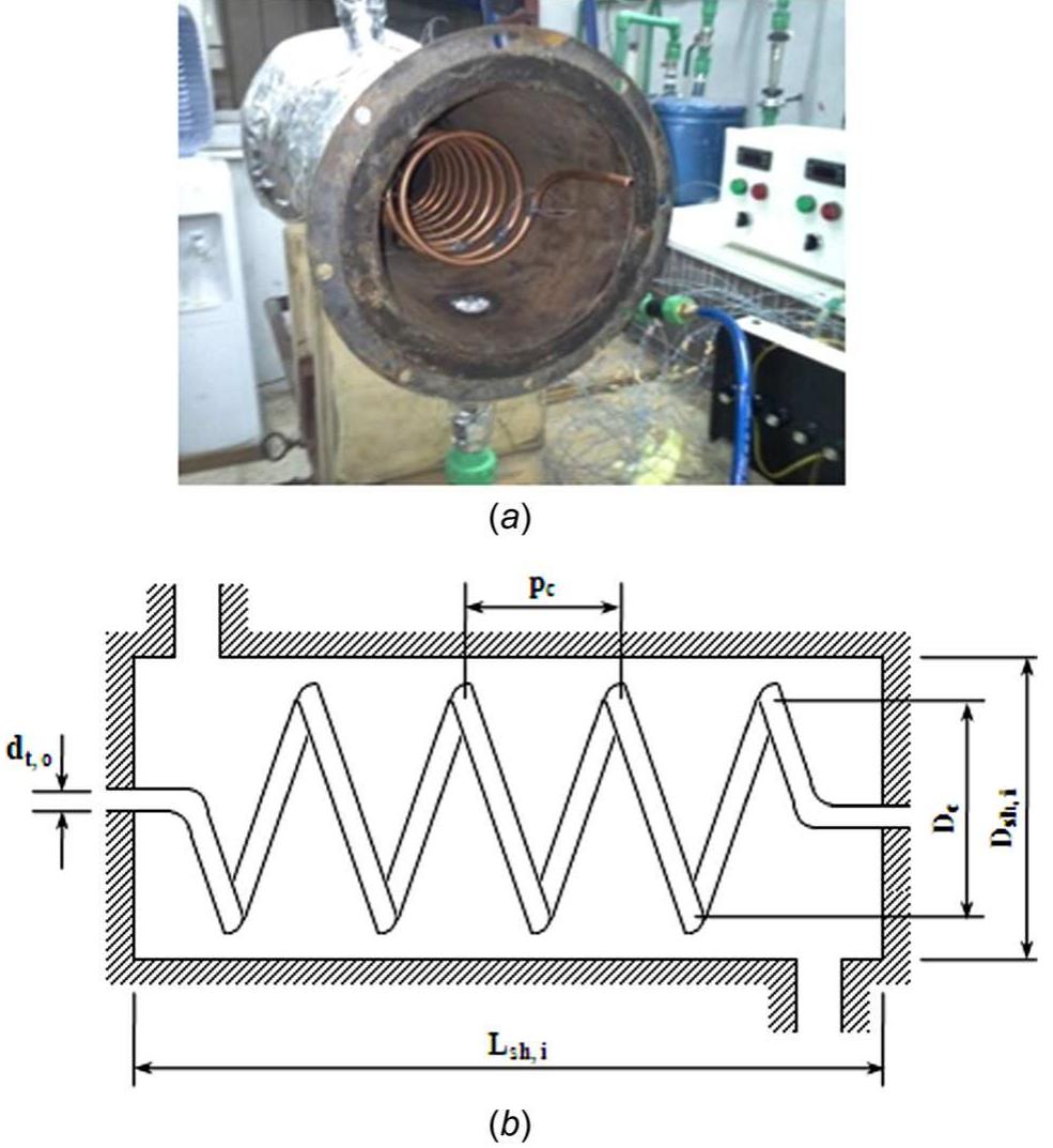 A photo and schematic layout of the test section. (a) photo