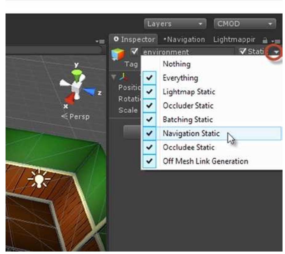 36. only meshes marked as navigation static are factored