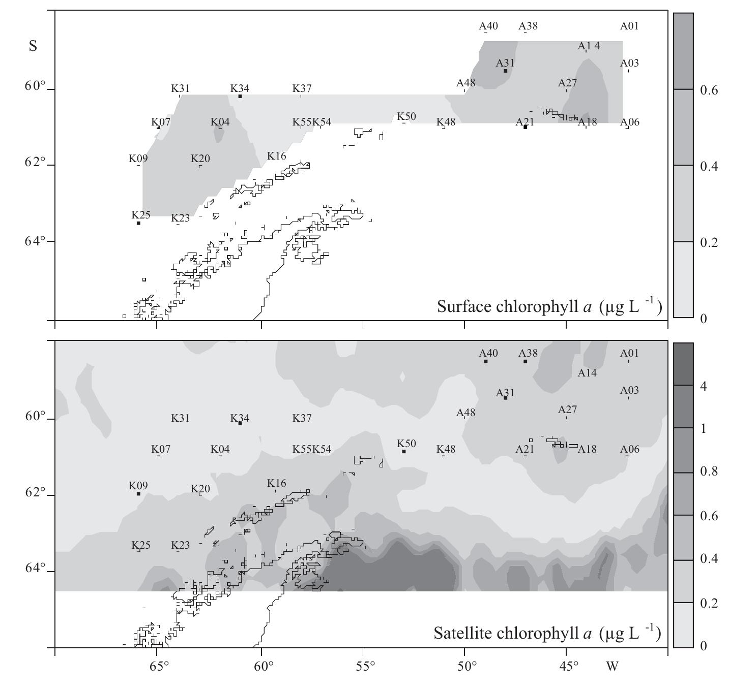 Map showing the sampling stations in the southern ocean