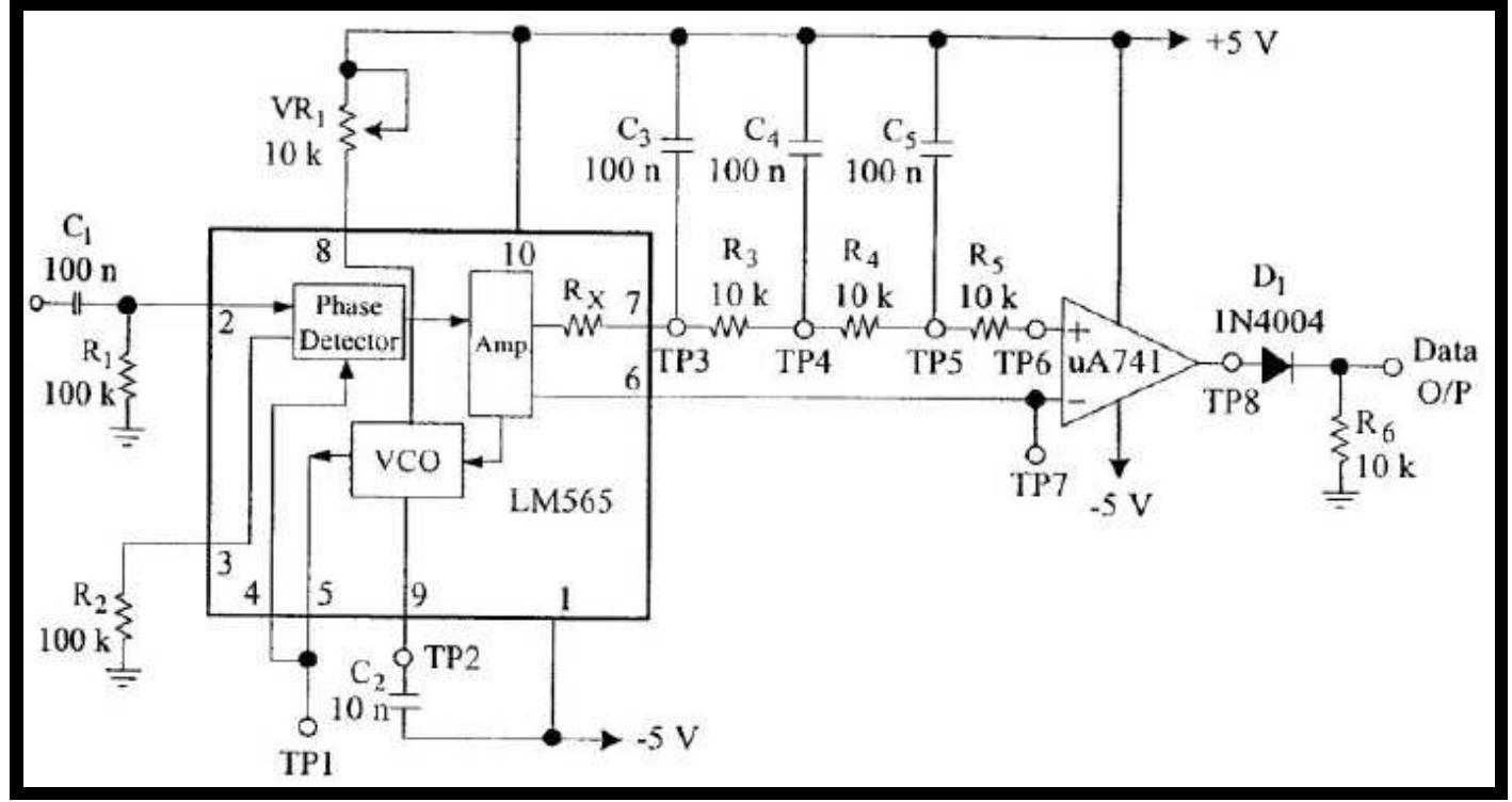 4 circuit diagram of fsk demodulator. pin 1 is connected to