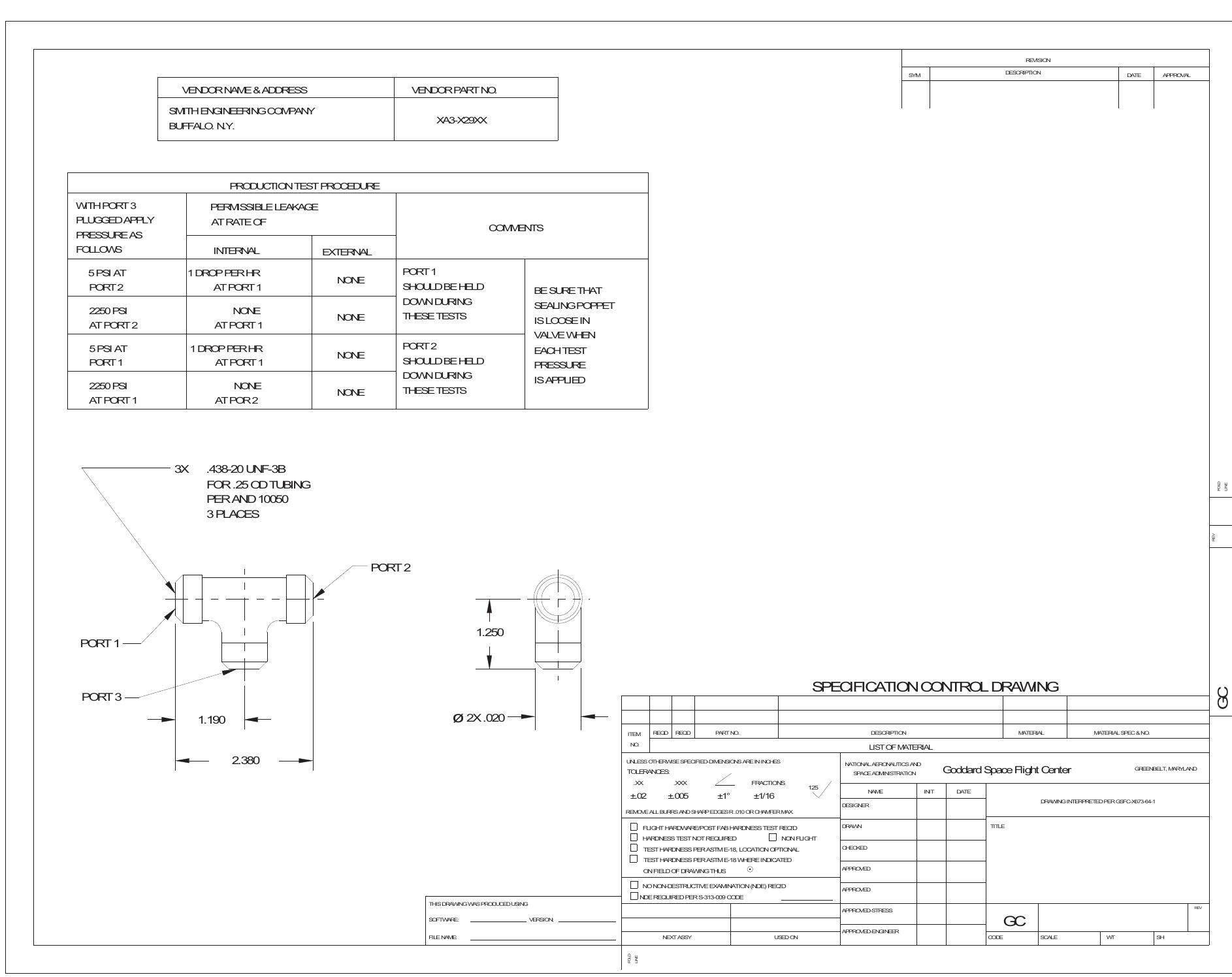 Sample specification control drawing