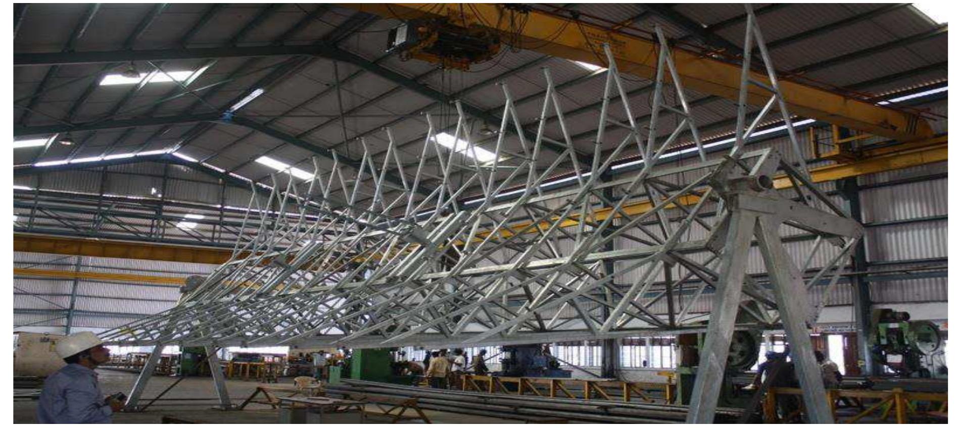 Fig. 2. Final inspection of the solar collector assembly module of the first prototype.  After the final prototype was accepted, the production of solar collector assembly started on February 11, 2011 where many activities were performed, including in-house inspection from the raw material to the finished product stage. 