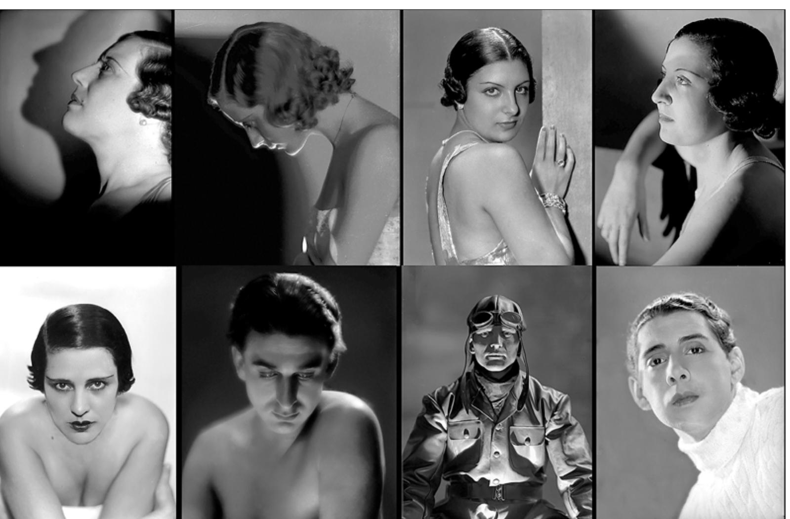 Fig. 5. Fotografia Brasil portrait studio: photographic lightning lexicon, actors and dancers Maria Cristina, Ruth Walden, Maria Antonia Matos, Maria Paula, Corina Freire, Rubens de Lorena, unknown, (Arquivo Fotografico da Diregao Geral do Patriménio Cultural- Museu Nacional do Teatro) 