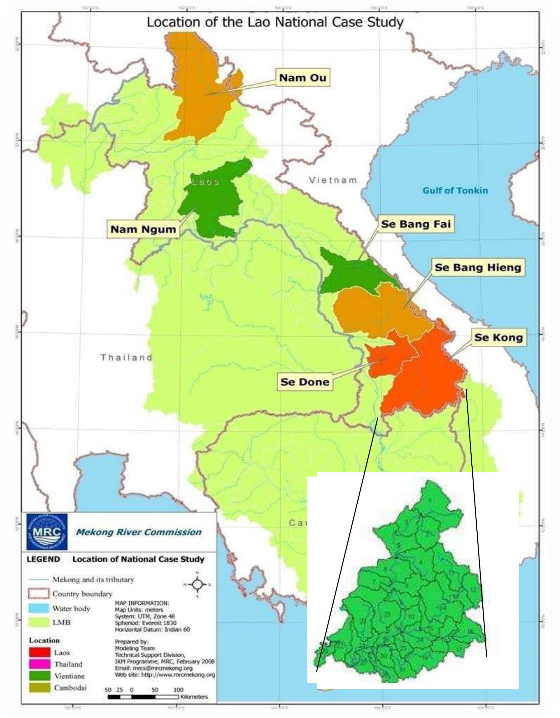 Figure 1.1. Location of Sekong Basin and its Sub-basins 