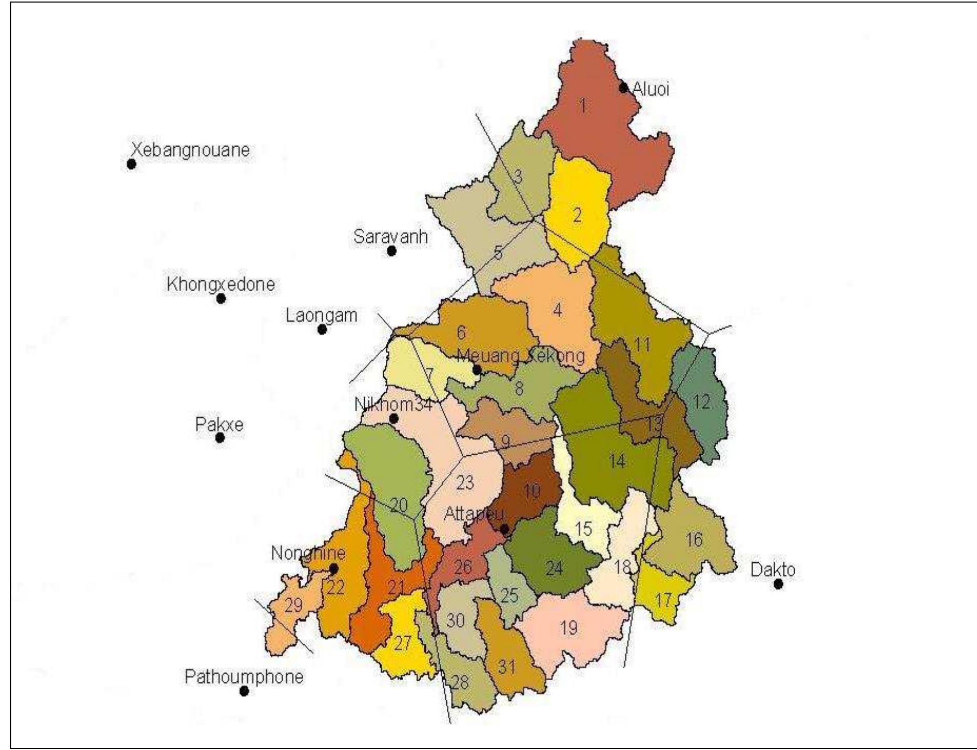 Figure 3-2: Rainfall distribution to sub-basin by using Thiessen Method 