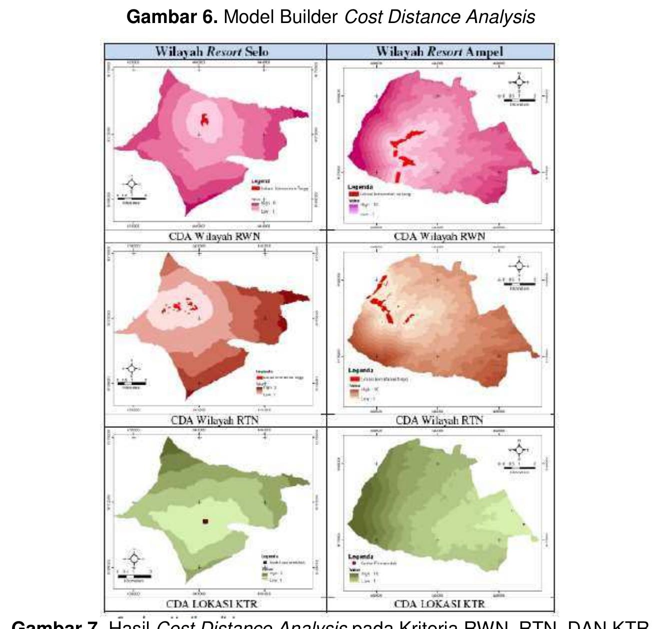 Gambar 6. model builder cost distance analysis gambar 7.