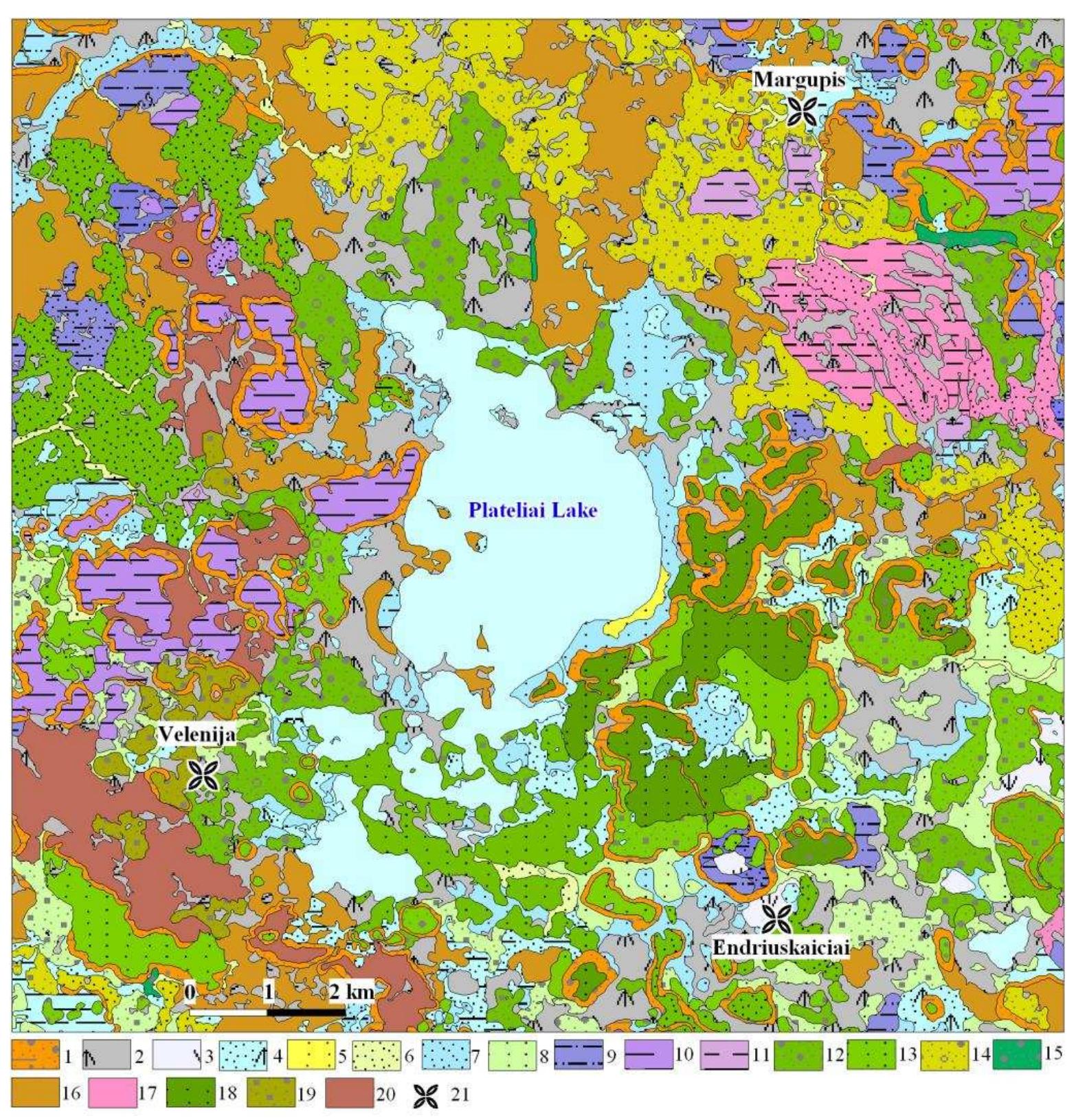 Geomorphological map of the lake plateliai surroundings.