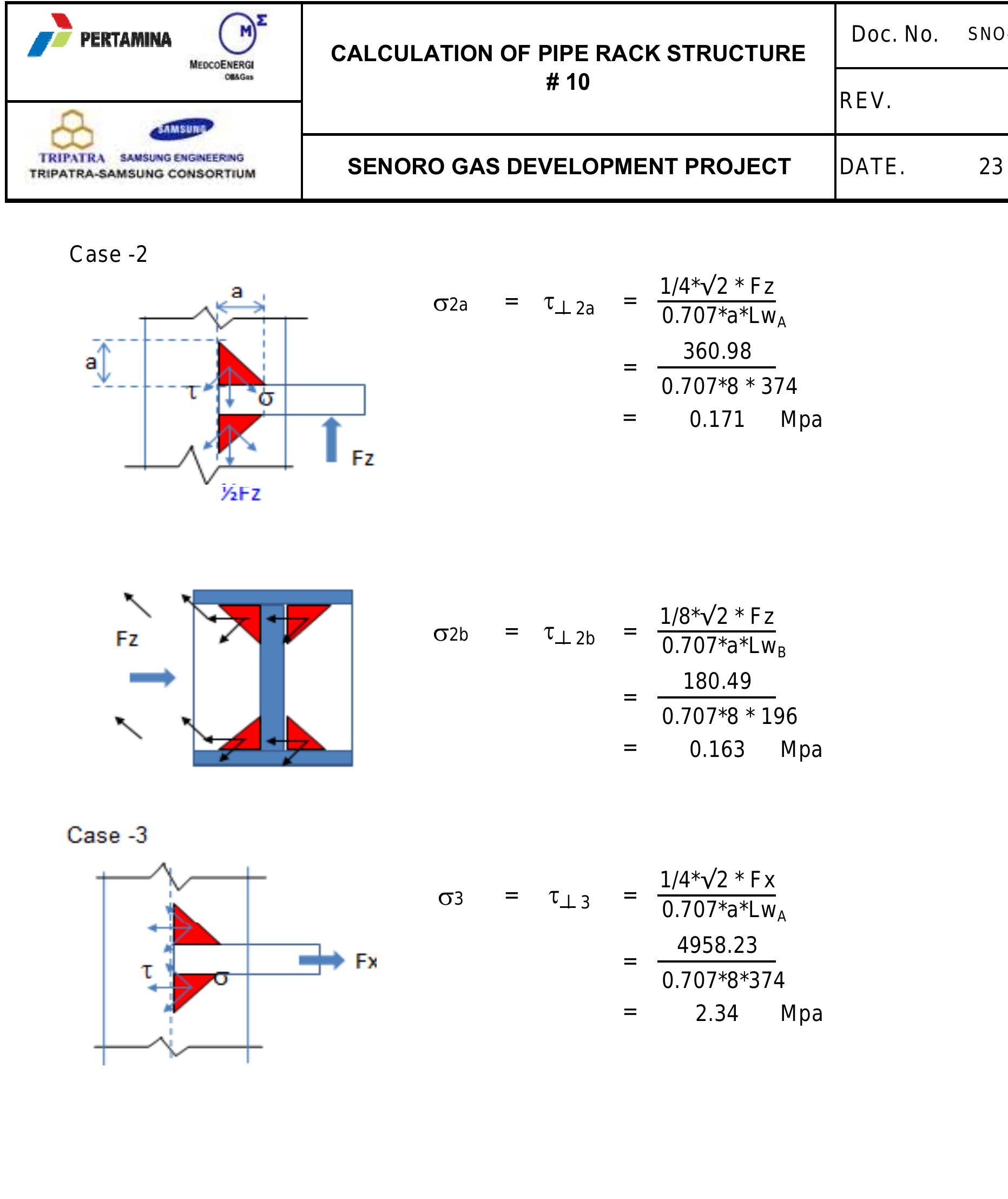Figure 83 - CLIENT CALCULATION OF PIPE RACK STRUCTURE