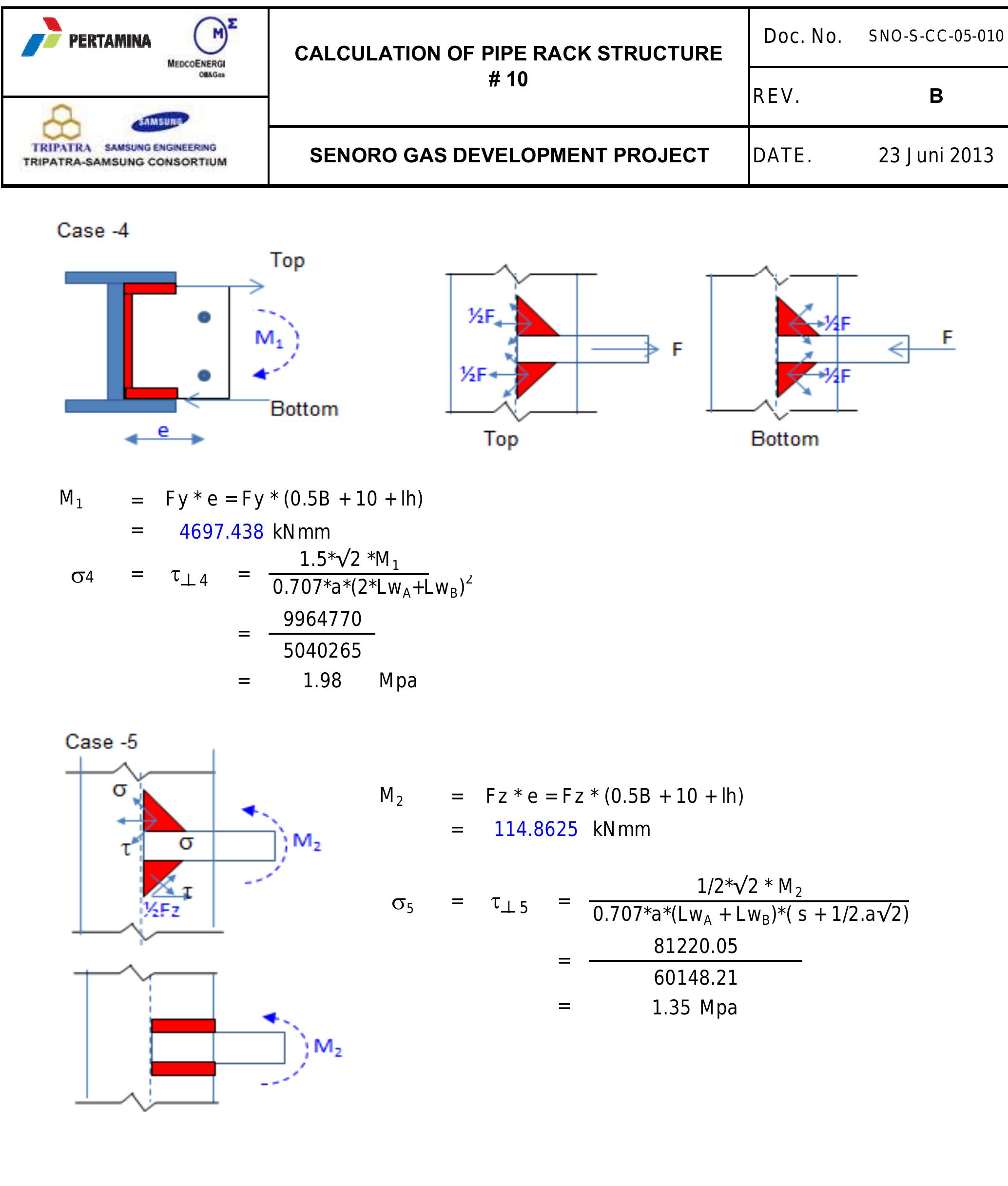 Figure 84 - CLIENT CALCULATION OF PIPE RACK STRUCTURE