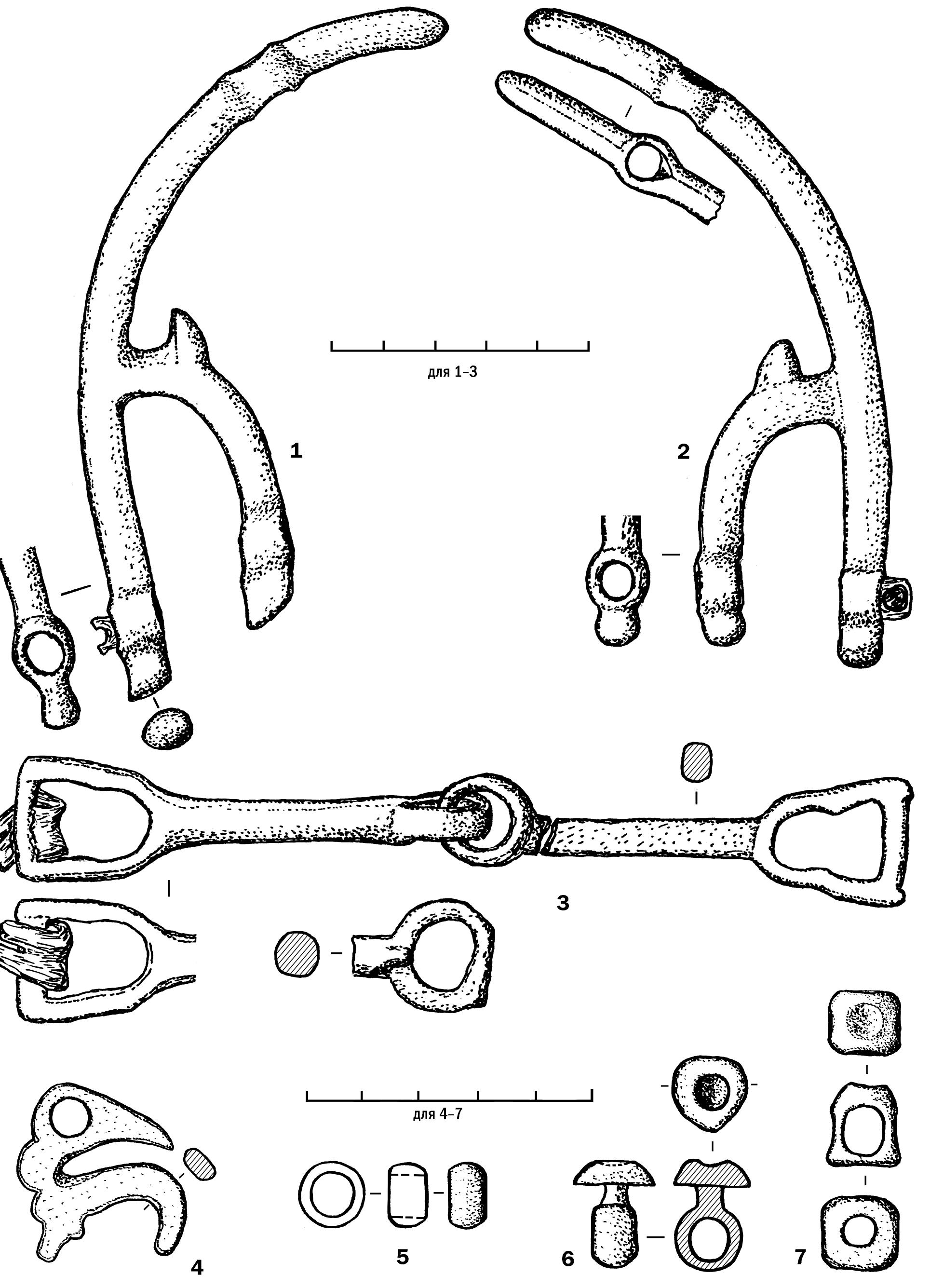 Puc. 13. Punépo-10. Moruna 16. Bpou3osple AeTamu y3yeuku: 1, 2 — ncanuu; 3 — youna; 4 — HaHocHasd Mo7Bec- Ka; 5 — cTaHgapTHad y3qeuHad NpoHu3ka (Bcero 84 9K3.); 6 — 3acT@kka NoWOopogHoro pemus; 7 — paciipeze- JIMTeNb (Bcero 4 9K3.). 