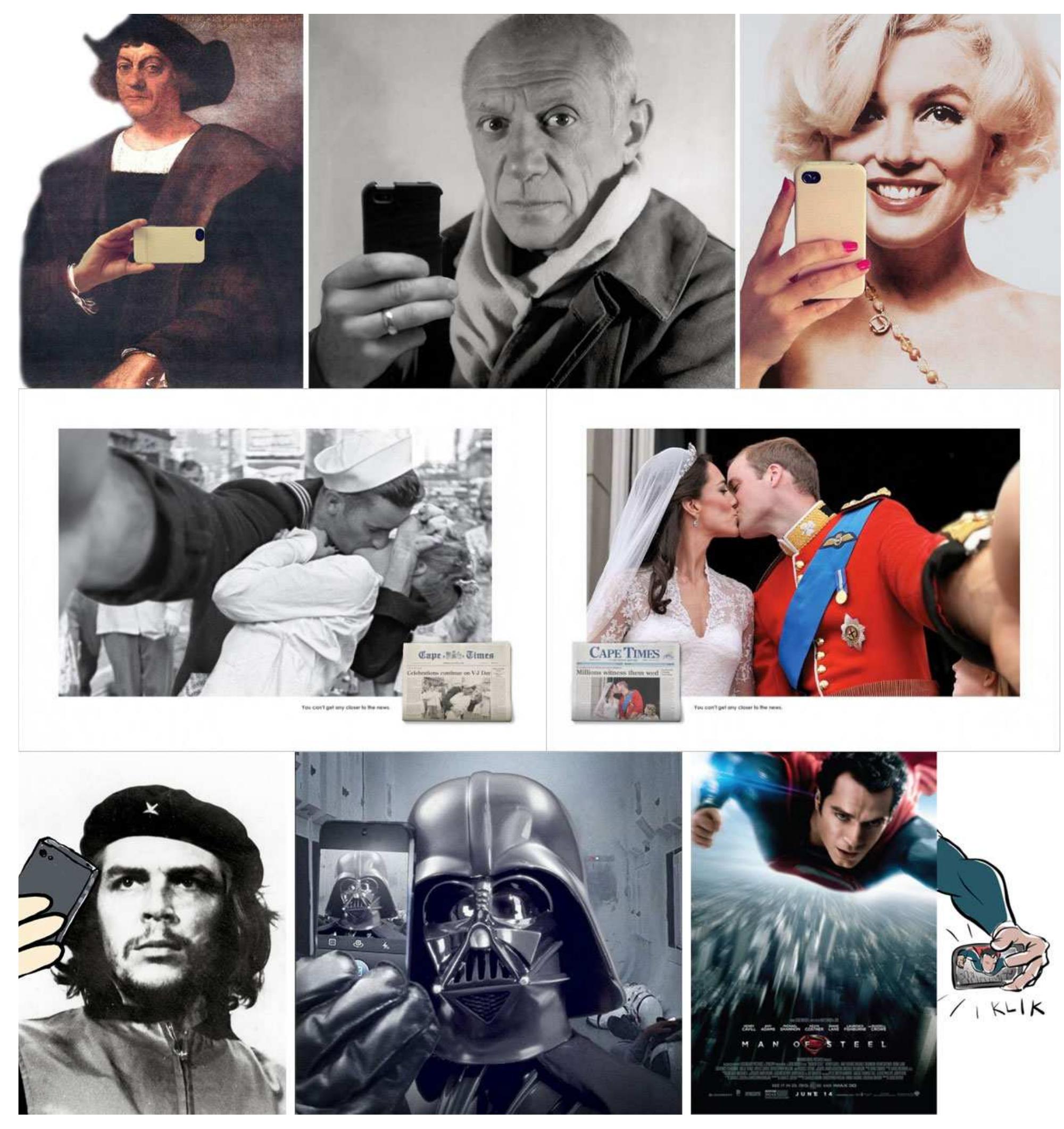 12. Viral images that add a smartphone to famous portraits. 