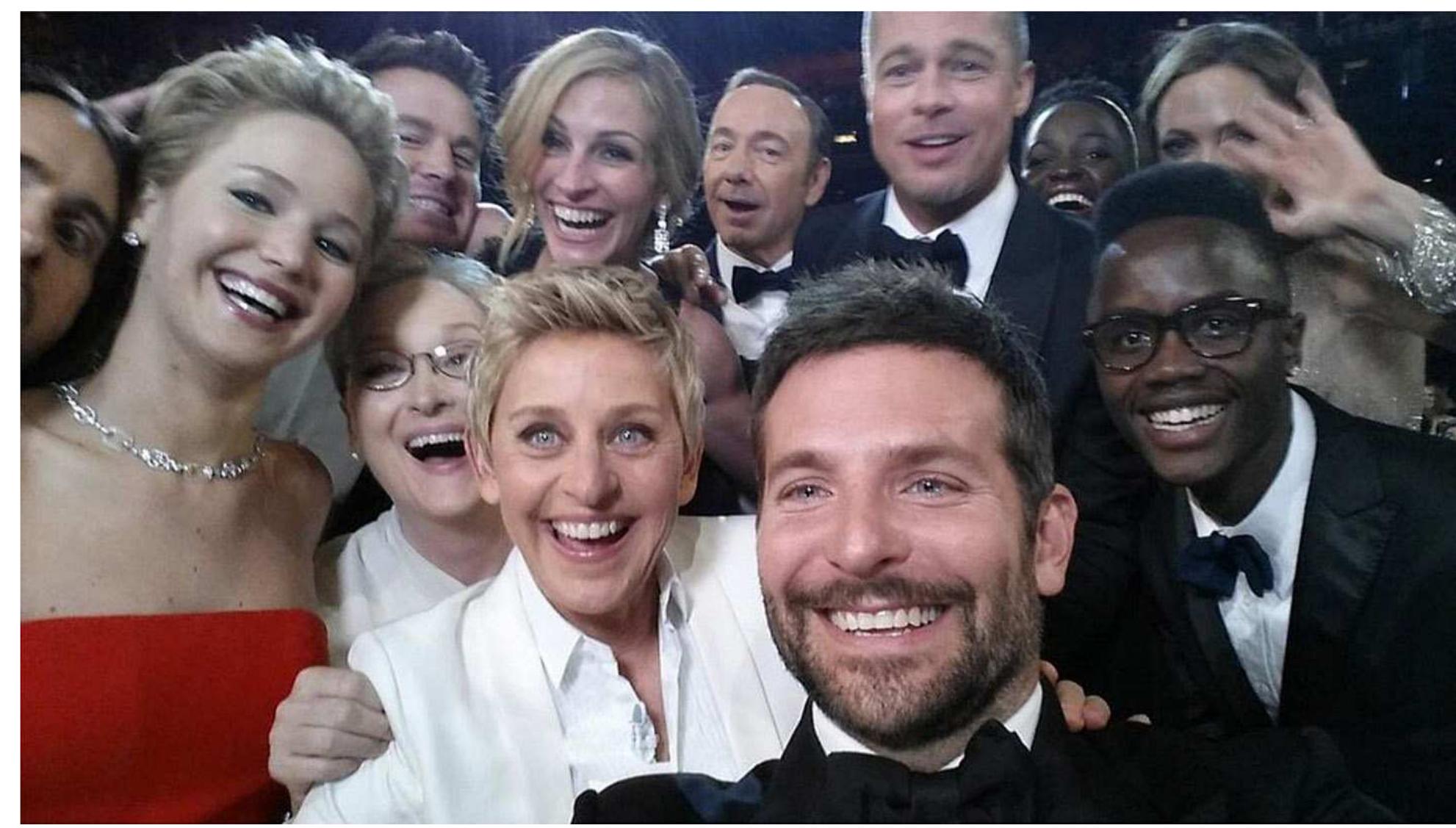 Instead of reducing the selfie vogue, media controversy promoted it and contributed in expanding its practice. Its utilisation in advertising and marketing confirmed and strengthened its trend. Its use during the 2014 Oscar ceremony, bringing together the most famous celebrities around the host Ellen DeGeneres, resulted in a tweeting competition confirming in an exemplary manner its popularity”. Since then, selfie’s labelling does not stop expanding, though play or by  contamination of reflexive forms, to the most improbable cases*’.  It has never been so alive. Scholarly research is dedicating conferences, books and articles to it. 